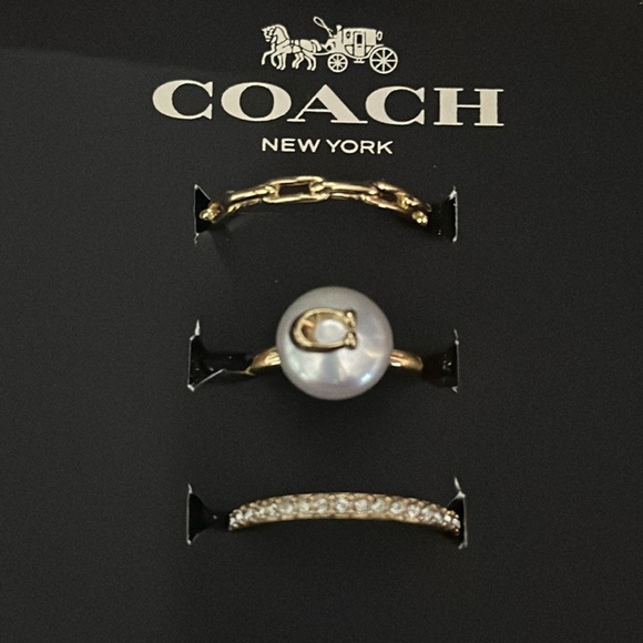 Coach signature gold and mother of pearl ring set. Size 8 - Picture 2 of 4
